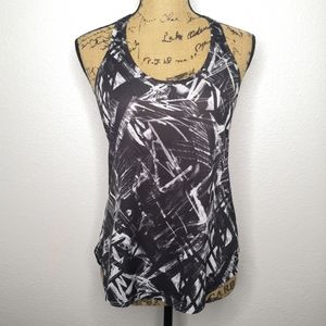 *Old Navy Active Black White Graphic Print Tank Top T-Strap Activewear Athletic